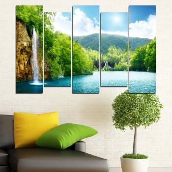 Vivid Home Картини пана Vivid Home от 5 части, Водопад, Канава, 160x100 см, 3-та Форма №0224