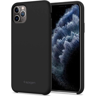 Spigen Silicone Fit Case - силиконов (TPU) калъф за iPhone 11 Pro Max (черен)