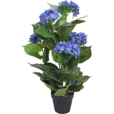 Umělá rostlina hortenzie s květináčem 60 cm modrá