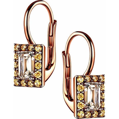 Zlaton Náušnice růžové zlato s kameny visací 1.8cm 3.8g 001032305248