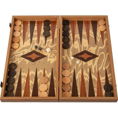 Manopoulos Табла за игра Manopoulos - Маслиново дърво, с пулове от маслиново дърво, 48 х 26 cm (TEE1)