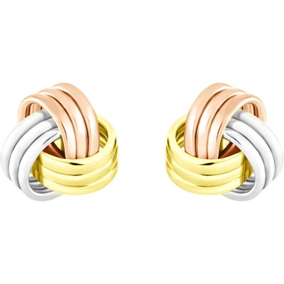 Gemmax Elegantní náušnice Uzlíky ze žluto-bílo-růžového zlata na puzetu-malé GLECN-02858
