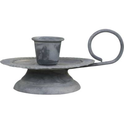 Zinkový antik kovový svícen na úzkou svíčku s očkem - 10*Ø 8*5 cm - Chic Antique