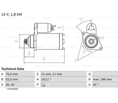 BOSCH Štartér 0986016980