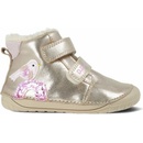 D.D.Step W070-52624A dětské barefoot zimní boty s kožíškem ptáček krémová šedá