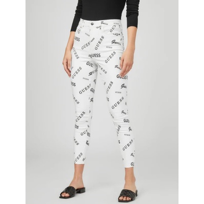 Guess dámské džíny Aubry Logo Super-High rise skinny Jeans bílé