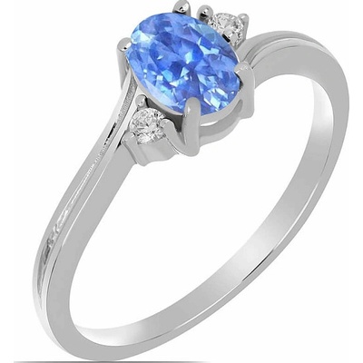 Nefertitis Prsten stříbrný s broušeným tanzanitem a zirkony 026295 TZ
