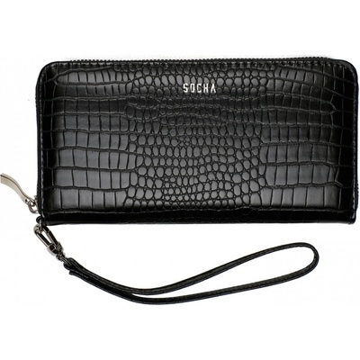 Dámska peňaženka croco na zip Socha SO 078 Black