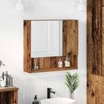 vidaXL Шкаф с огледало Старо дърво 59 x 17 x 55 см Инженерна дървесина (883372)