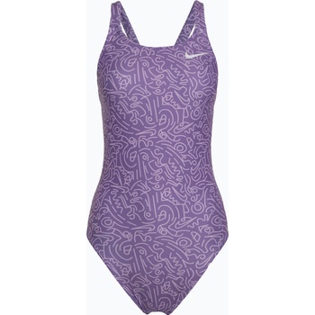 Nike Дамски бански костюм от една част Nike Hydrastrong Multi Print Fastback space purple