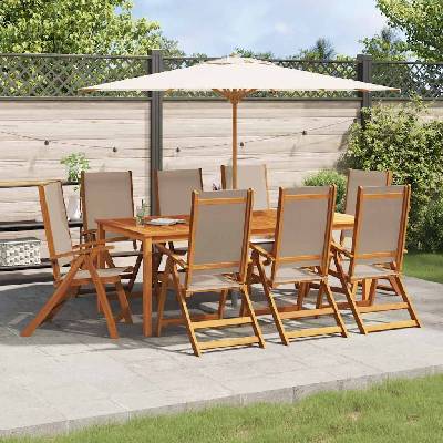 vidaXL Сгъваеми градински столове, 8 бр, акация масив и textilene (3279246)
