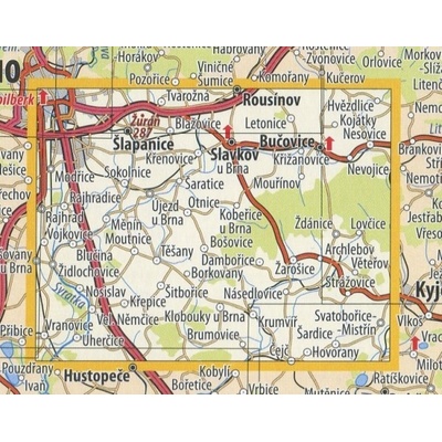 KČT 87 Okolí Brna - Slavkovské bojiště a Ždánický les - nástěnná turistická mapa 90 x 60 cm Varianta: mapa v dřevěném rámu, Provedení: Ticiago černý