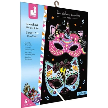 Janod Atelier картини за изстъргване Парти маски Комплект Мини 5+