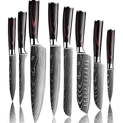 HARAHU Комплект кухненски ножове bl-21800 - 8бр / Черен / Кафяв kp21800 (bl-21800)