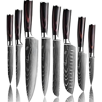 HARAHU Комплект кухненски ножове bl-21800 - 8бр / Черен / Кафяв kp21800 (bl-21800)