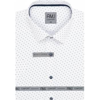 AMJ pánská košile bavlněná krátký rukáv regular fit s drobnými písmenky VKBR1275 bílá