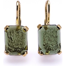 Vltavín Moldavite zlaté náušnicepolobrus 2000290410006