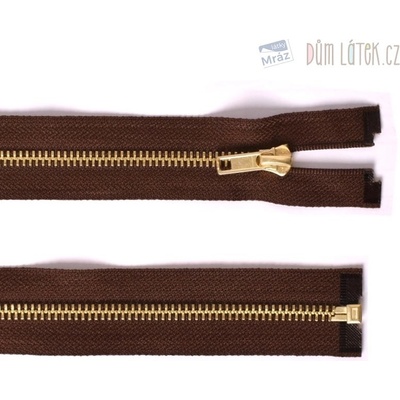 Zip mosadzný deliteľný hnedý 60 cm