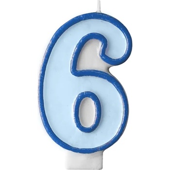 Image 1 of PartyDeco Свещ за рожден ден с число 6 (синя)