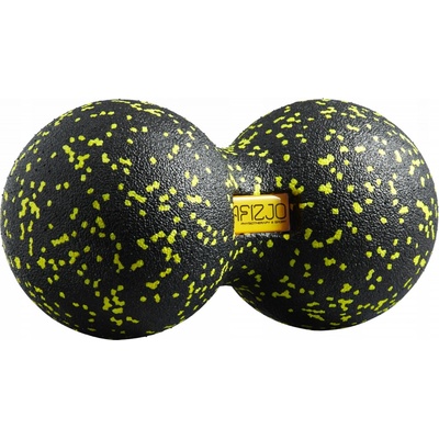 4FIZJO Dvojitá masážna loptička 25 cm x 12 cm čierna, žltá