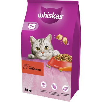 Whiskas Adult 14кг - суха храна за възрастни котки, с вкусно говеждо месо