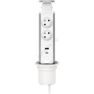 FK technics Захранващ стълб за монтаж върху плот на бюро - 2 x 230 V + USB-A + USB-C (FK0253)