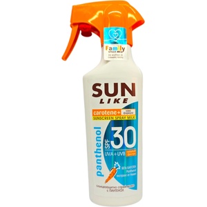 SUN LIKE слънцезащитно мляко, Помпа, SPF 30, Panthenol, 250мл