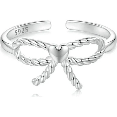 Grace Silver Jewellery Stříbrný prsten ve tvaru mašle a srdce stříbro P BSR583 E Stříbrná