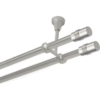 OK-GarnýžeCZ Garnýž kovová dvouřadá 19mm Cylinder double satina 250 cm do stropu / na tunýlek - bez kroužků