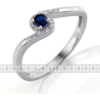 Klenoty Budín prsten s diamantem bílé zlato briliant safír 3861128