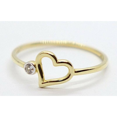 Klenoty Budín Dámský zlatý prsten se zirkonem v srdíčku HK1256
