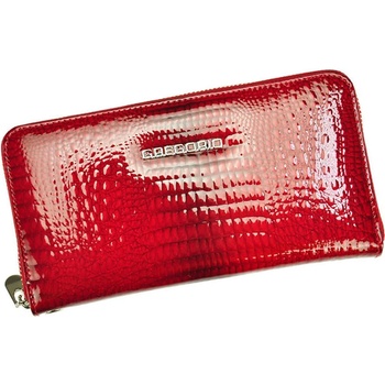 Gregorio velká dámska kožená peňaženka na zips červená