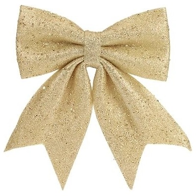 LAALU Vánoční ozdoby mašle champagne s glitry 23 x 29 cm