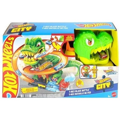 Hot Wheels Twisted Track Hasičská stanice T-Rex JBM73