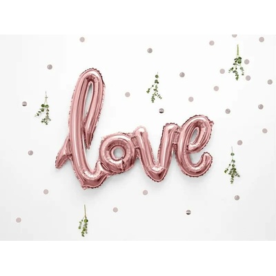 Balón foliový LOVE Valentýn Svatba rose gold růžovo zlatý 73x59 cm