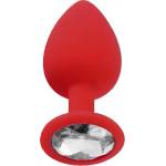 X Fun Силиконов Butt Plug с бижутерия "X FUN REDED CLEAR" 8 см. Размер - М