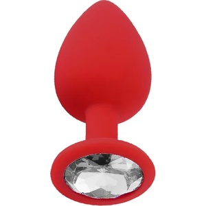X Fun Силиконов Butt Plug с бижутерия "X FUN REDED CLEAR" 8 см. Размер - М