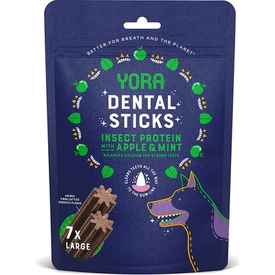 YORA Dog dentální tyčinky z hmyzu jablko a máta 270 g