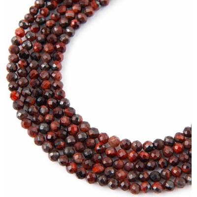 Koráliky z minerálu Červené Tigrie oko 3mm brúsené - 18 cm