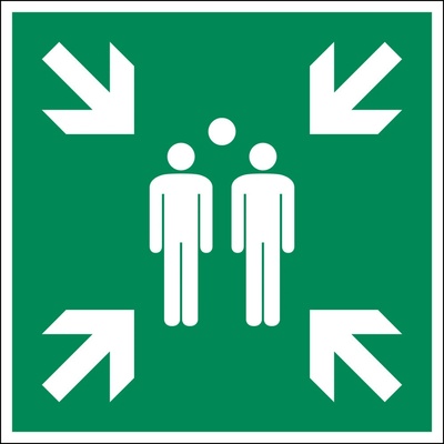 Značka Zhromaždisko, ISO 7010, hliník, fotoluminiscenčná, 400 x 400 mm, BJ = 5 ks