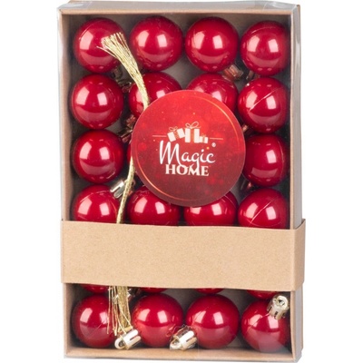 MagicHome Baňky Vánoce 24 ks sada červené na vánoční stromeček 3 cm
