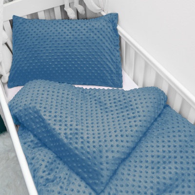 Biante Minky TOP 3D bodky MKP-044 Kovovo modré Do postieľky 90 x 120 cm 40 x 60 cm