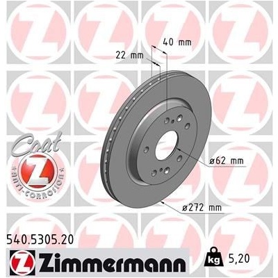 Brzdový kotouč ZIMMERMANN 540.5305.20 | Zboží Auto