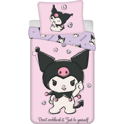 Jerry Fabrics Розово единично памучно детско спално бельо 140x200 cm Hello Kitty "Kuromi" - Jerry Fabrics (25BS028)
