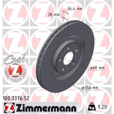 Brzdový kotúč (cena za 1ks) ZIMMERMANN 100.3376.52