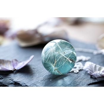 Meganflo Медальон сфера с глухарче в светлосиня смола