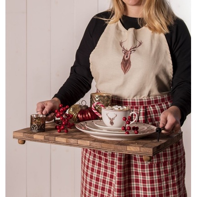 Clayre & Eef Kuchyňská zástěra s jelenem Cosy Lodge 70x85 cm