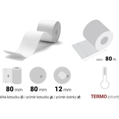 KRPAFORM TERMO Pokladní kotoučky 80/80/12 (80m) BPA FREE Cena/ks: při 600ks a více – Zboží Živě