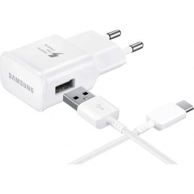 Samsung USB-C Fast Charger EP-TA20EWECGWW - захранване и USB-C кабел за устройства с USB-C стандарт (бял) (retail)