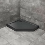 Radaway Петоъгълно душ корито Radaway Doros PT E Compact Stone 90x80 см черен акрил ляво (SDRPTP9080-05-54SL)